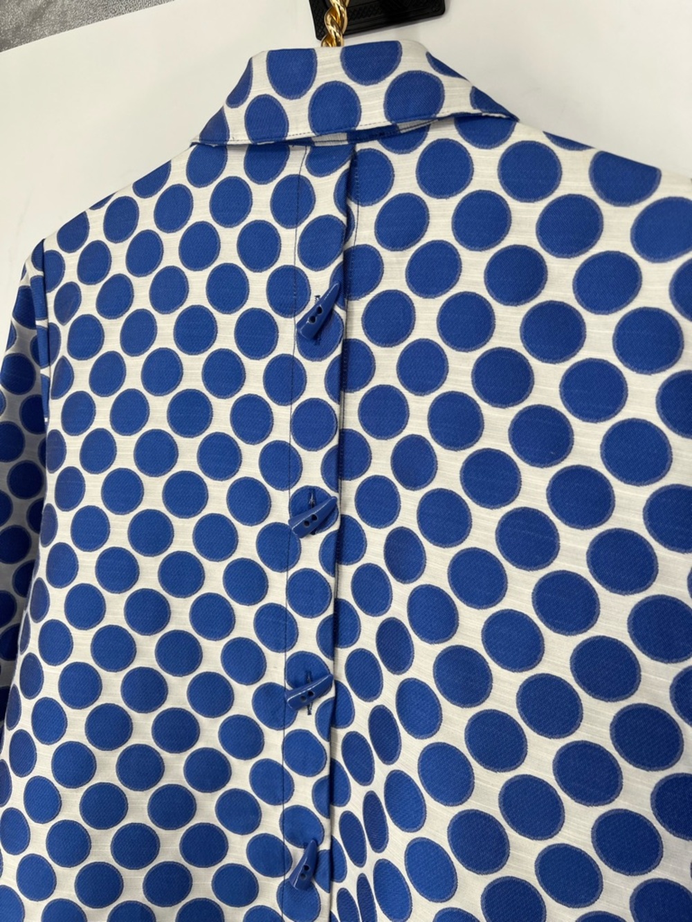 Bala Bala Jacket‎ Coat Lightweight Festive Polka Dot Blue Swing Jacket Toggle - Picture 8 of 13